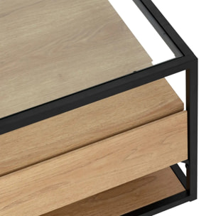 Table basse 2 tiroirs "Aldea" beige 120x60x40cm