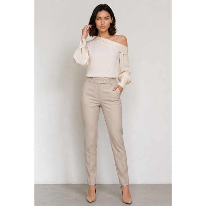 Kocca - Pantaloni sartoriali da donna a vita alta in viscosa Donna