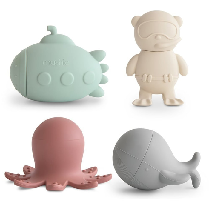 Mushie Pack 4 Pzas. Vida Marina Baño Solid