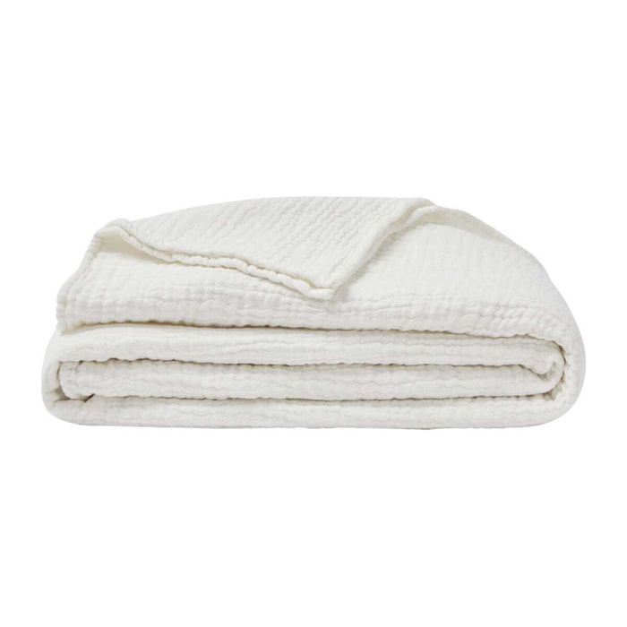 Plaid uni en gaze de coton, JAZZY, Blanc