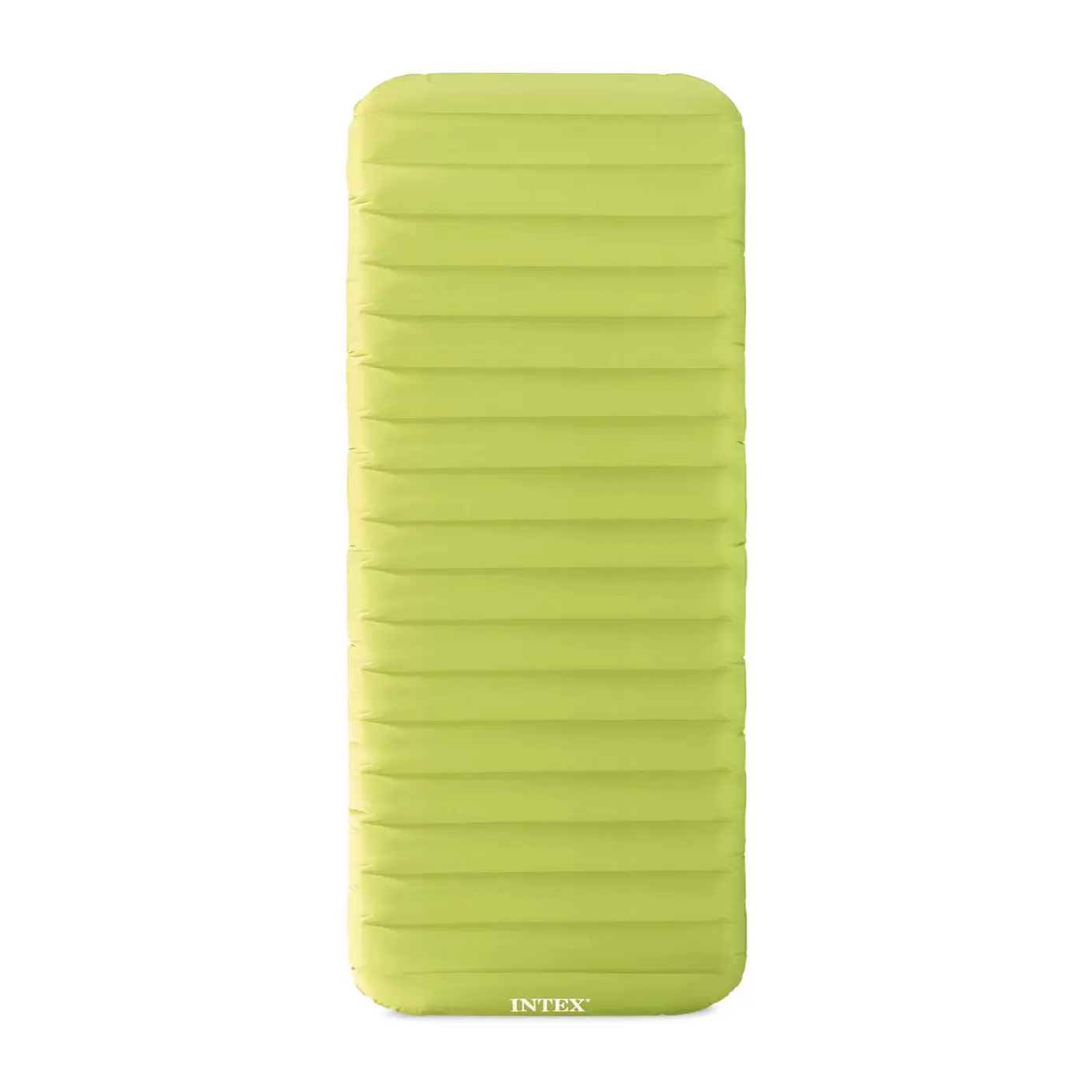 Intex 64097NP - Materasso Gonfiabile Camping Singolo in TPU, Verde, con Pompa Elettrica Portatile, 76x191x17 cm