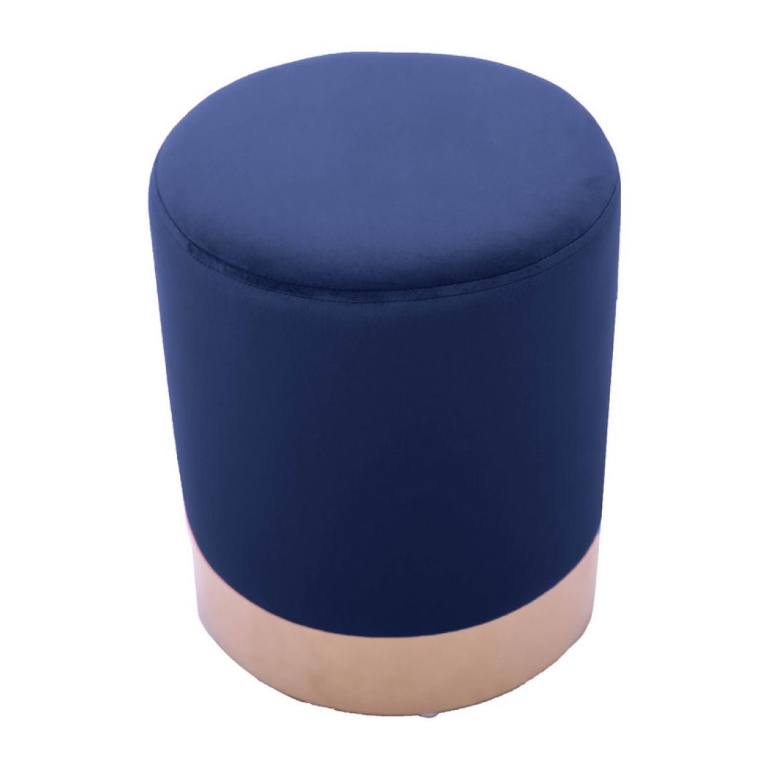 Pouf tondo di design rivestito in velluto blu