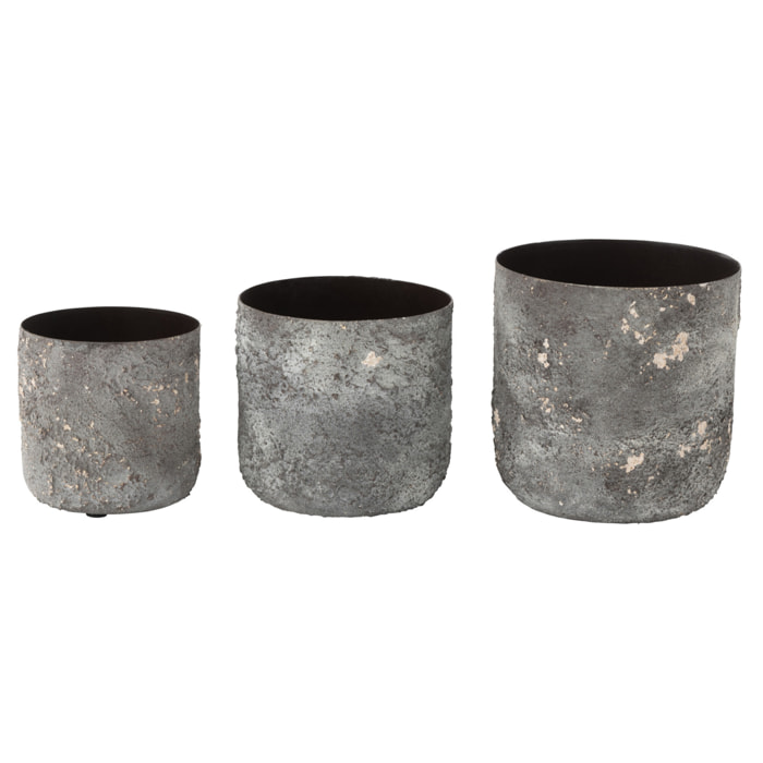 J-Line cache-pot Rugueux - métal - gris  - 3 pcs - Ø 18 cm