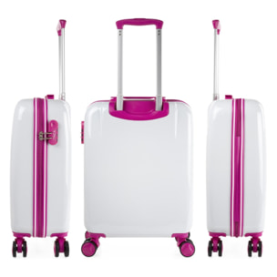 Juego De Maletas Pc Itaca Base Blanco/Fucsia Blanco Dots
