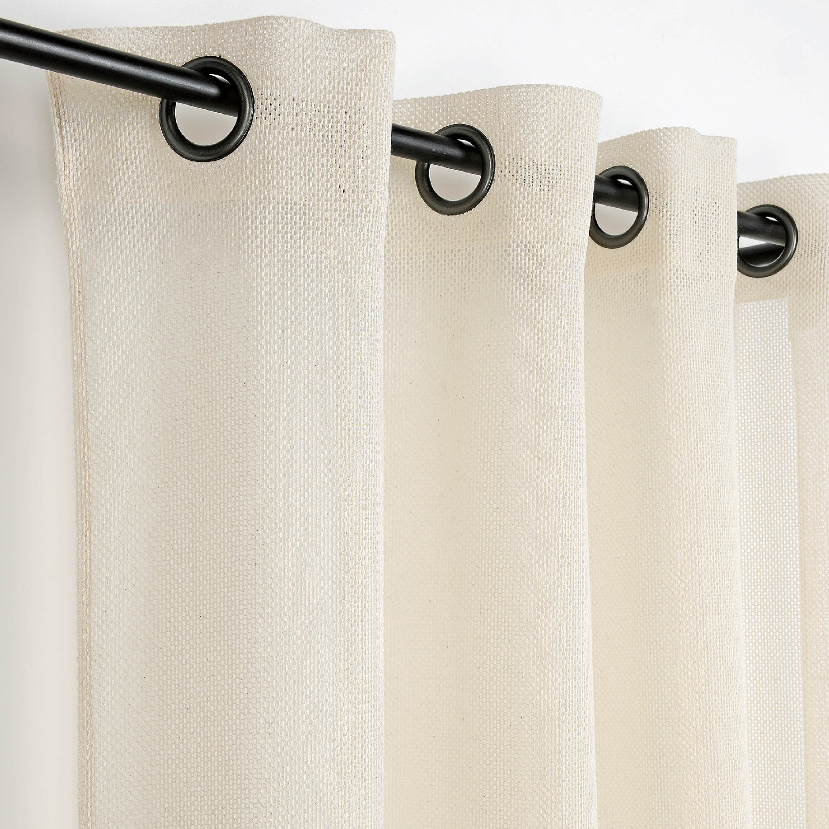 Voilage à Oeillets  - Effet Tissé - Beige