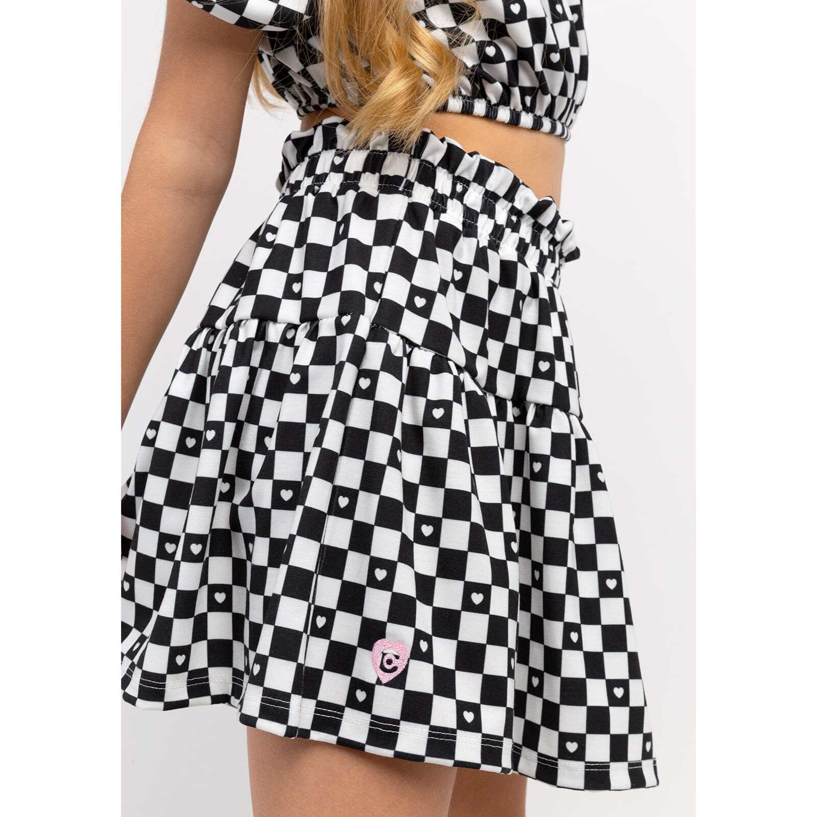 Girl's Black Checkerboard Skirt