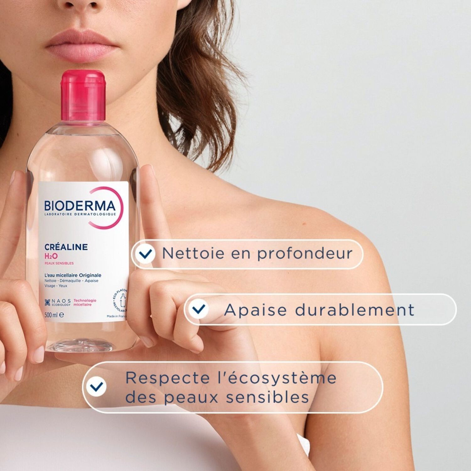Créaline H2O - Eau Micellaire Démaquillante Sans Rinçage - Peaux Sensibles