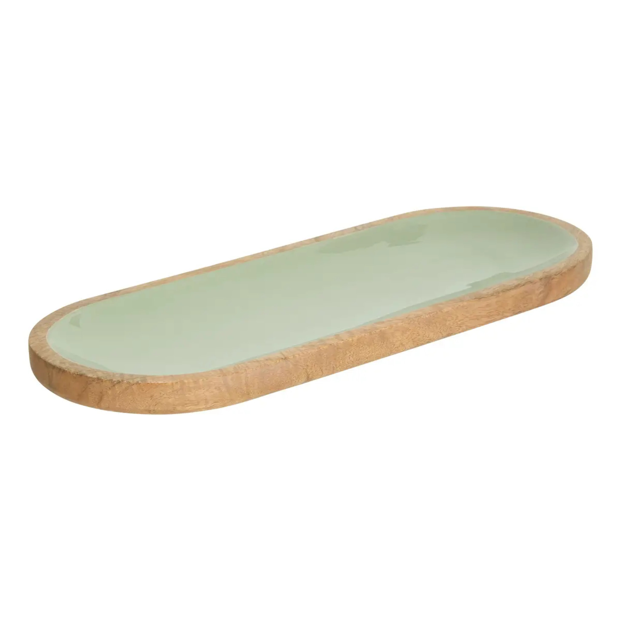 Plateau Inaya 40x15cm vert et manguier