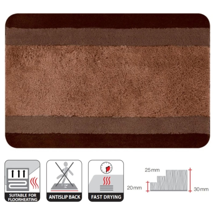 Tapis de bain Polyester BALANCE 55x65cm Marron Spirella