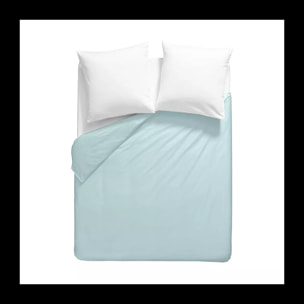 Housse de couette percale de coton uni bleu La percale francaise bleu aqua