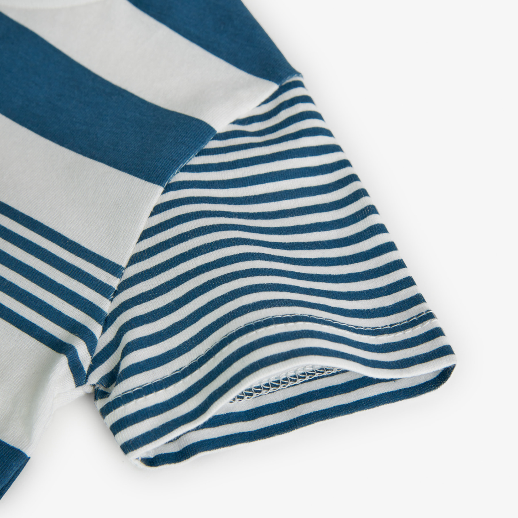 Camiseta niÃ±o, mangas cortas estampada, rayas, blanco