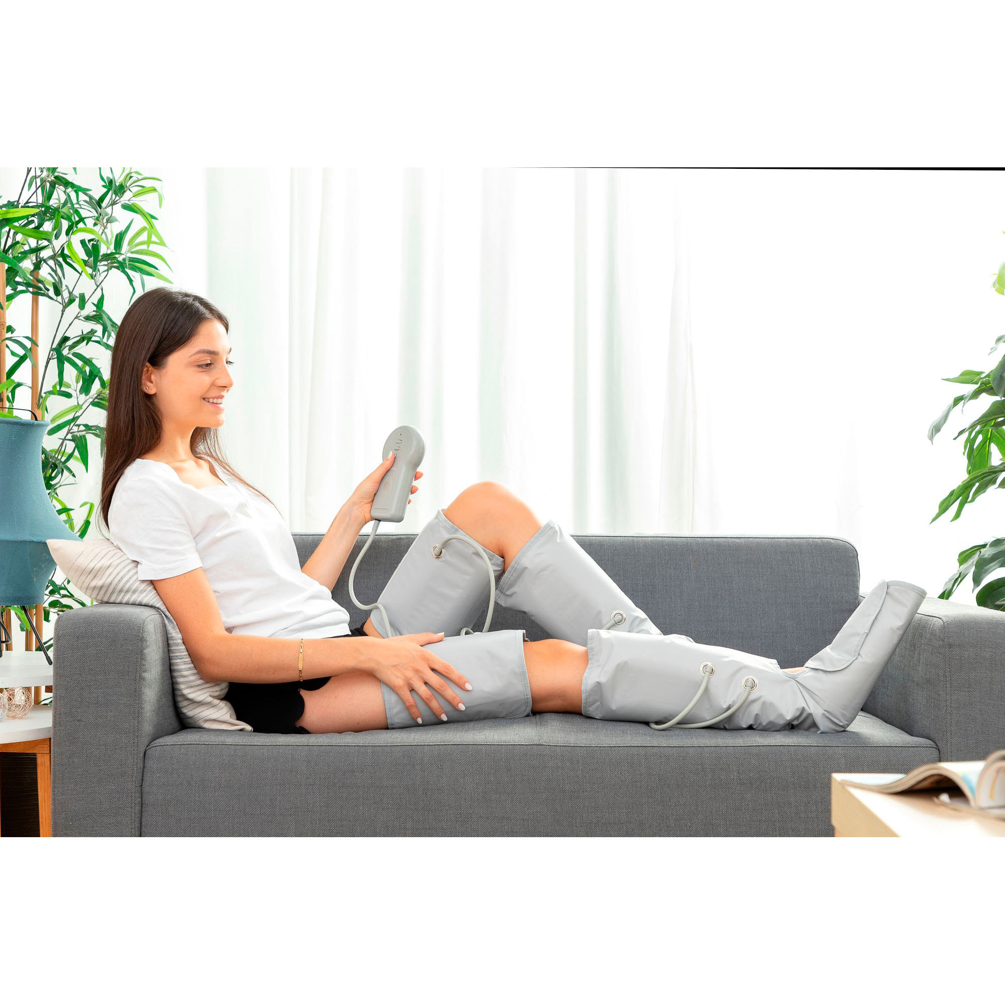 Massaggiatore per gambe a compressione d'aria InnovaGoods - grigio - 50x0,5x60 cm