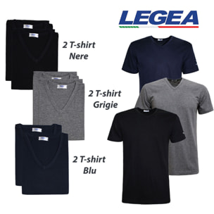 6 T-Shirt Uomo LEGEA Art. 830 Scollo V Assortito
