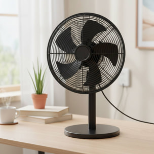 Well Home Ventilador de pie, Ø35cm, 35W, 3 velocidades, oscilación horizontal, 220-240V 50Hz, negro mate