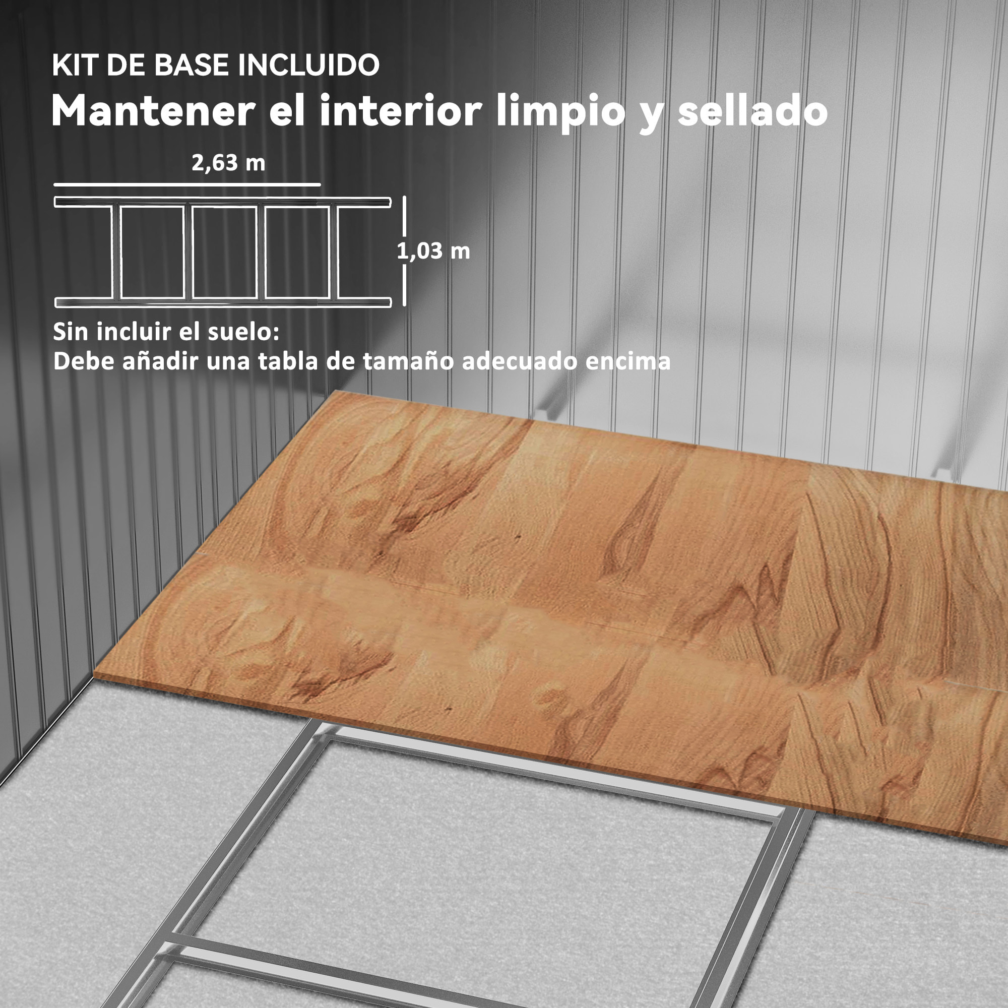 Caseta de Jardín Exterior 4,9 m², 277x195x192 cm, Cobertizo de Jardín Exterior Metálico con Puerta Corredera, Ventilación y Kit de Fundación, para Almacenamiento de Herramientas, Gris