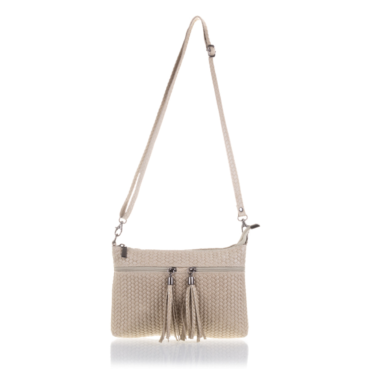 Oderzo Bolso bandolera Mujer.Piel auténtica Gamuza Grabado Espiga