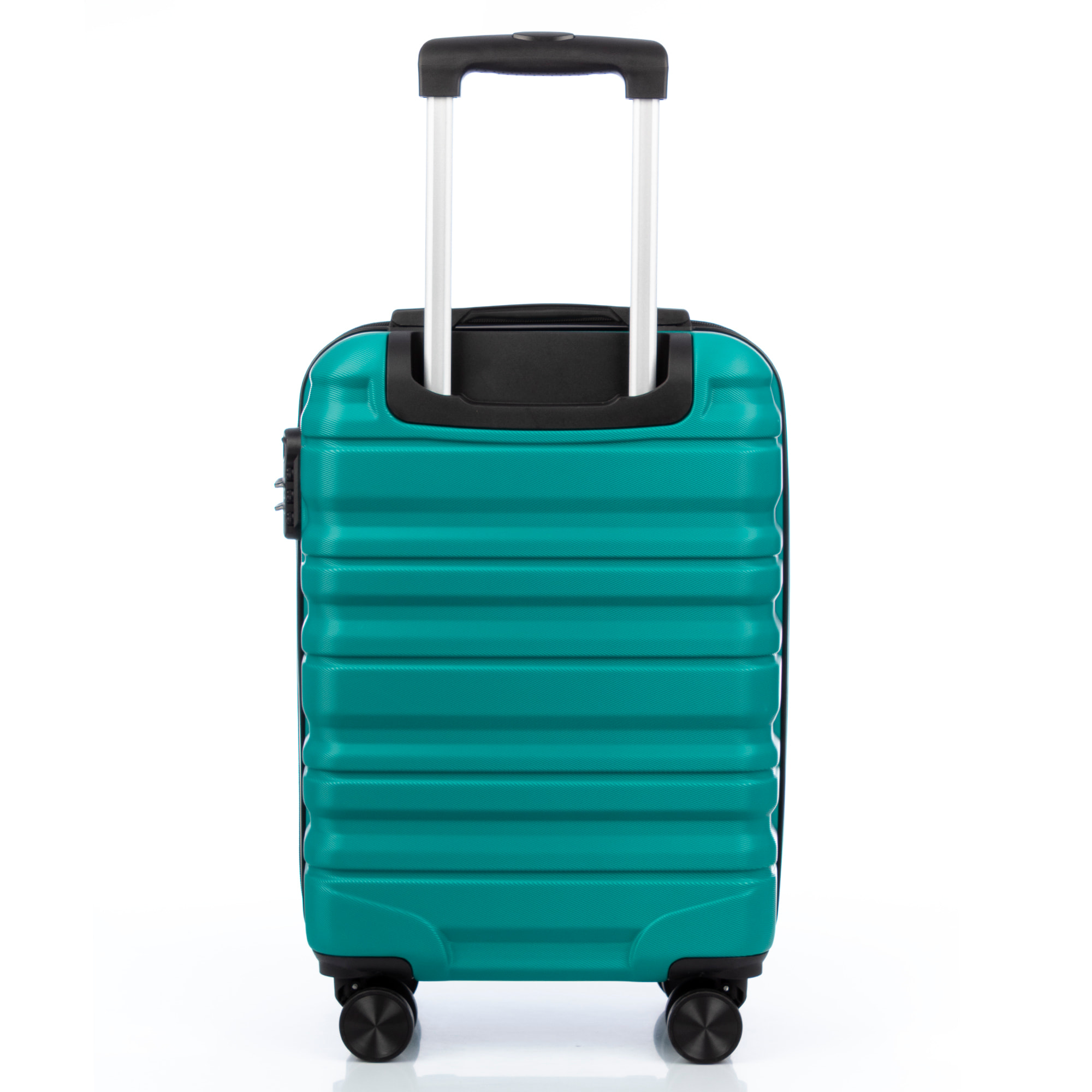 Set di 3 valigie Trolley, in materiale leggero ABS ad alta resistenza. Serratura numerica e 4 ruote girevoli a 360°.