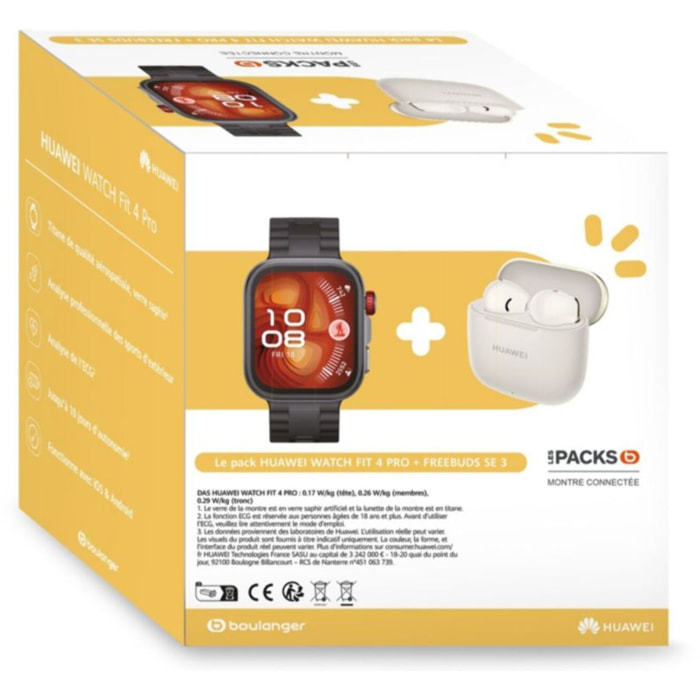 Montre connectée HUAWEI Pack Fit 4PRO Noir + Freebuds SE3 Beige