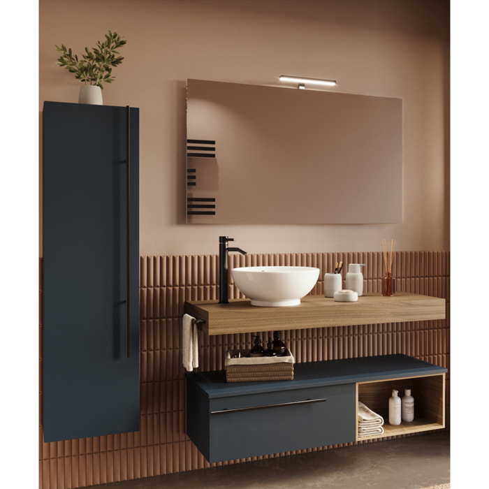 MOBILE DA BAGNO RIFLESSO 120 PORO NOCE E BLU OCEANO - 9 PEZZI
