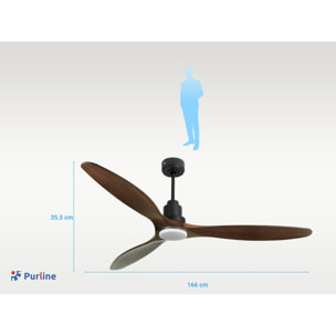 Ventilateur de plafond Réversible  Thermostat Dimmable Wifi Moteur à courant continu Toits en pente Télécommande Lumière à trois tons Hypersilence Mémoire