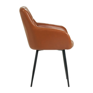 Chaises matelassées marron et métal noir (lot de 2) MONTERO