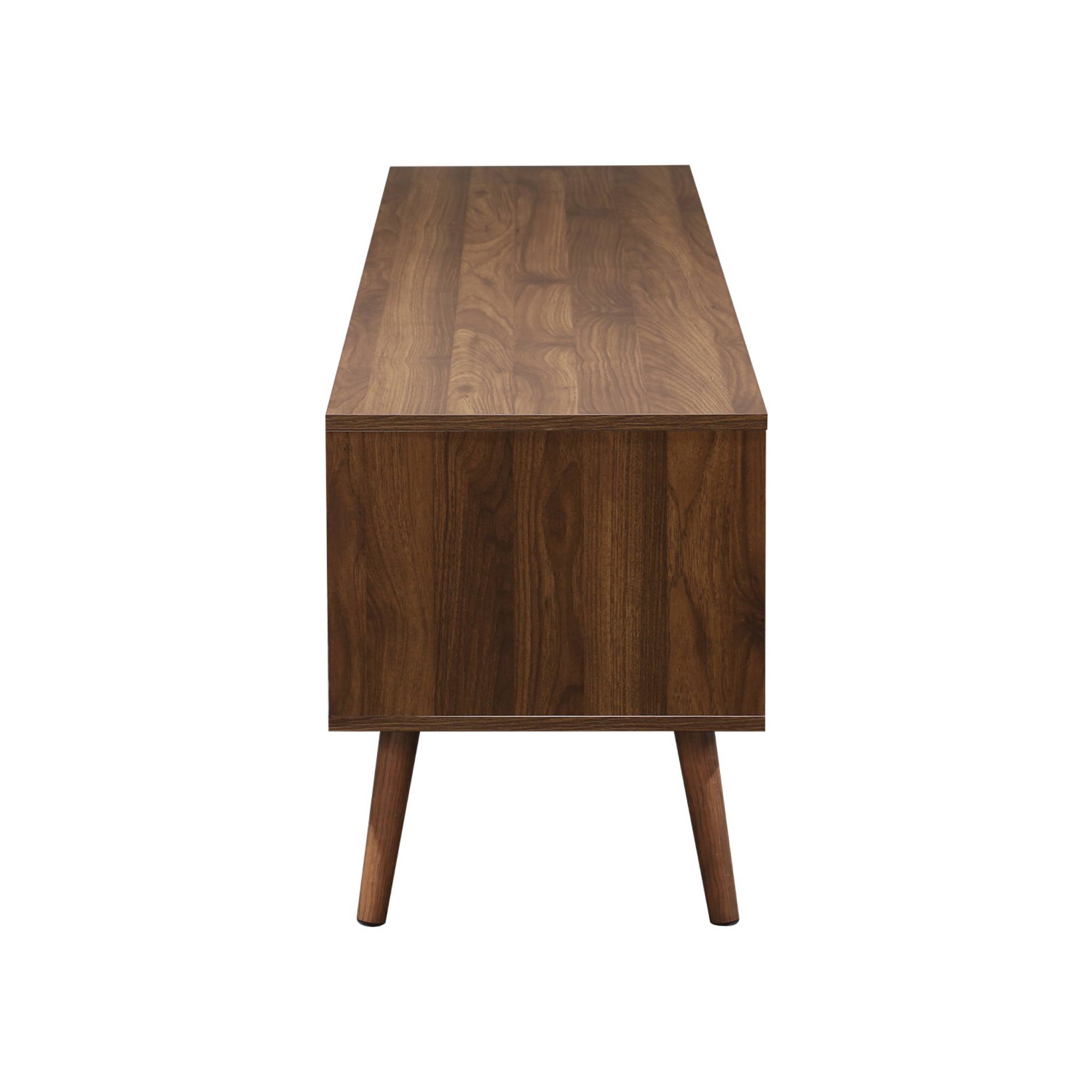 Meuble TV décor bois de noyer. 2 portes. 1 étagère. 160cm