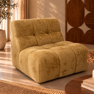 Canapé modulable 3 places en tissu chenille entrelacé ocre VOLTA