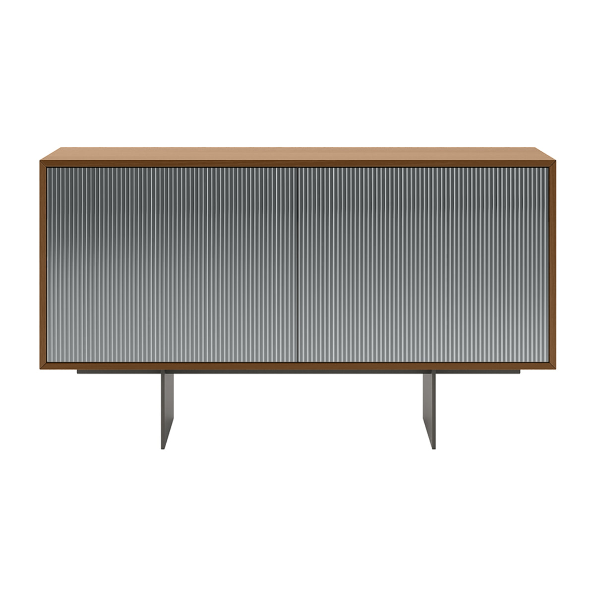 MADIA VESIRA CANNETE 2 ANTE - STRUTTURA NOCE CANALETTO, GRIGIO CARBONE, ANTA SPECCHIO FUME