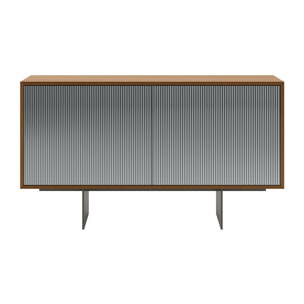 MADIA VESIRA CANNETE 2 ANTE - STRUTTURA NOCE CANALETTO, GRIGIO CARBONE, ANTA SPECCHIO FUME