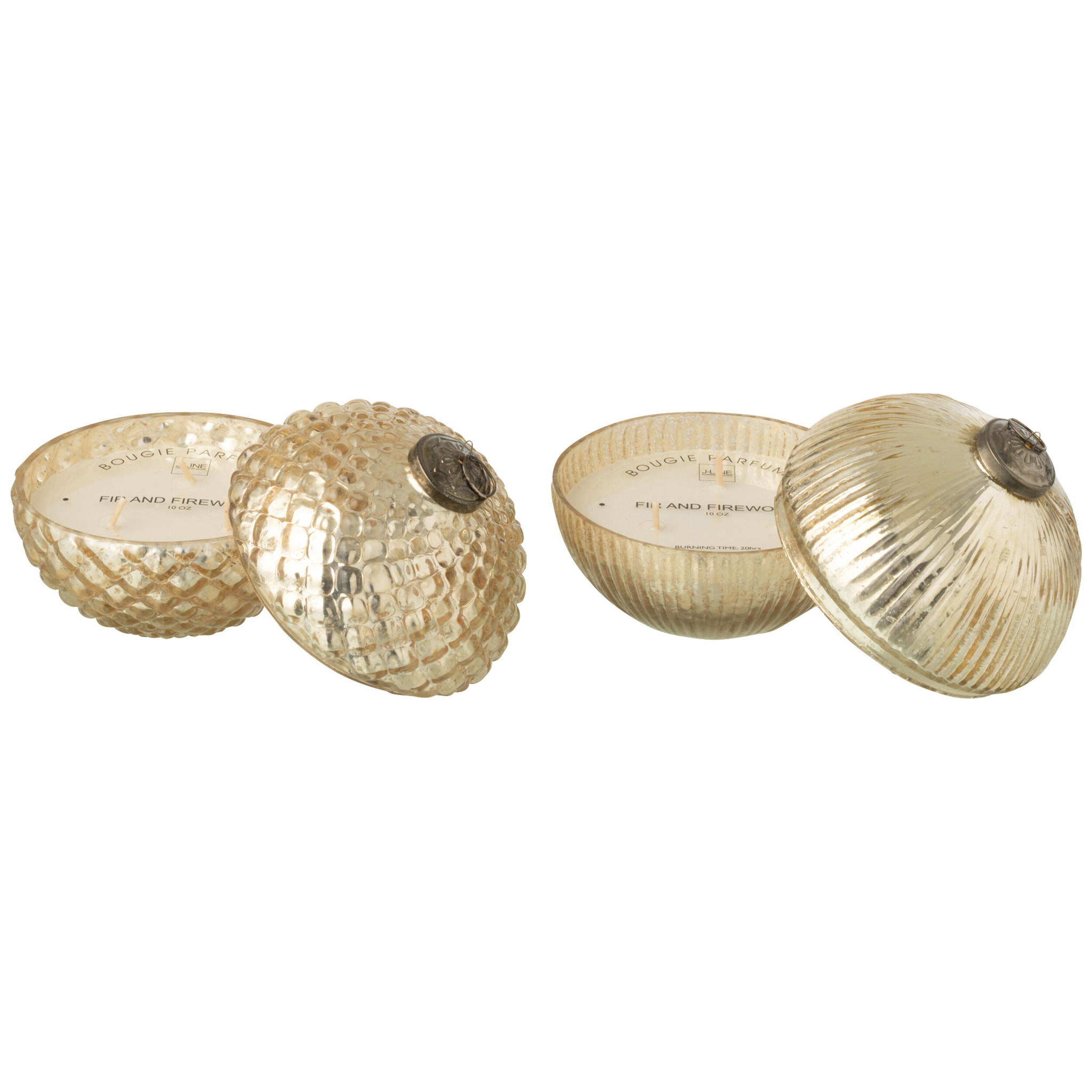 J-Line bougie parfumée Boule De Noël - verre - or - large - 2 pcs