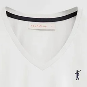 Pack mujer de dos camisetas negra y blanca de manga corta y cuello pico con bordado Rigby Go