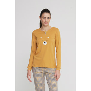 Pigiama donna bear in caldo cotone con collo due bottoni Noidinotte