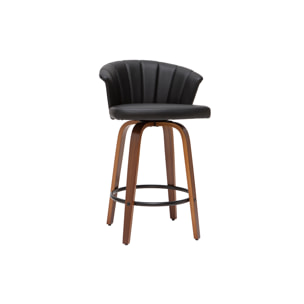 Tabouret de bar design pivotant noir et bois foncé H65cm ALBIN