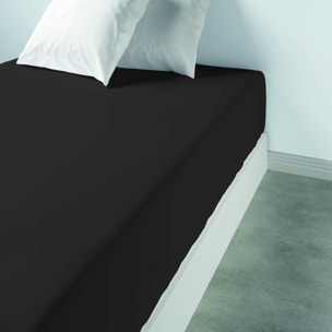 Drap housse coton 57fils uni - bonnet 35cm gris foncé