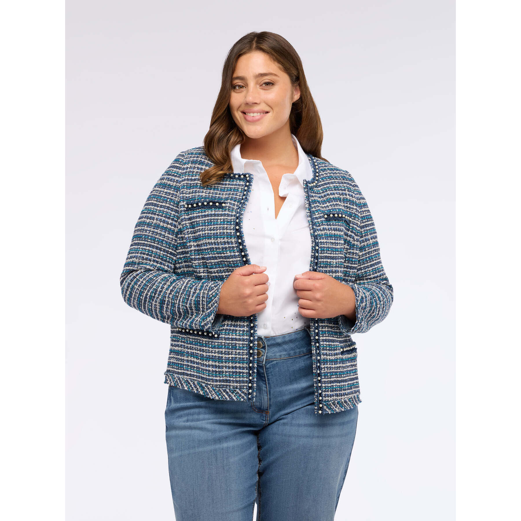 Fiorella Rubino - Chaqueta de tejido bouclé con cuentas - Azul