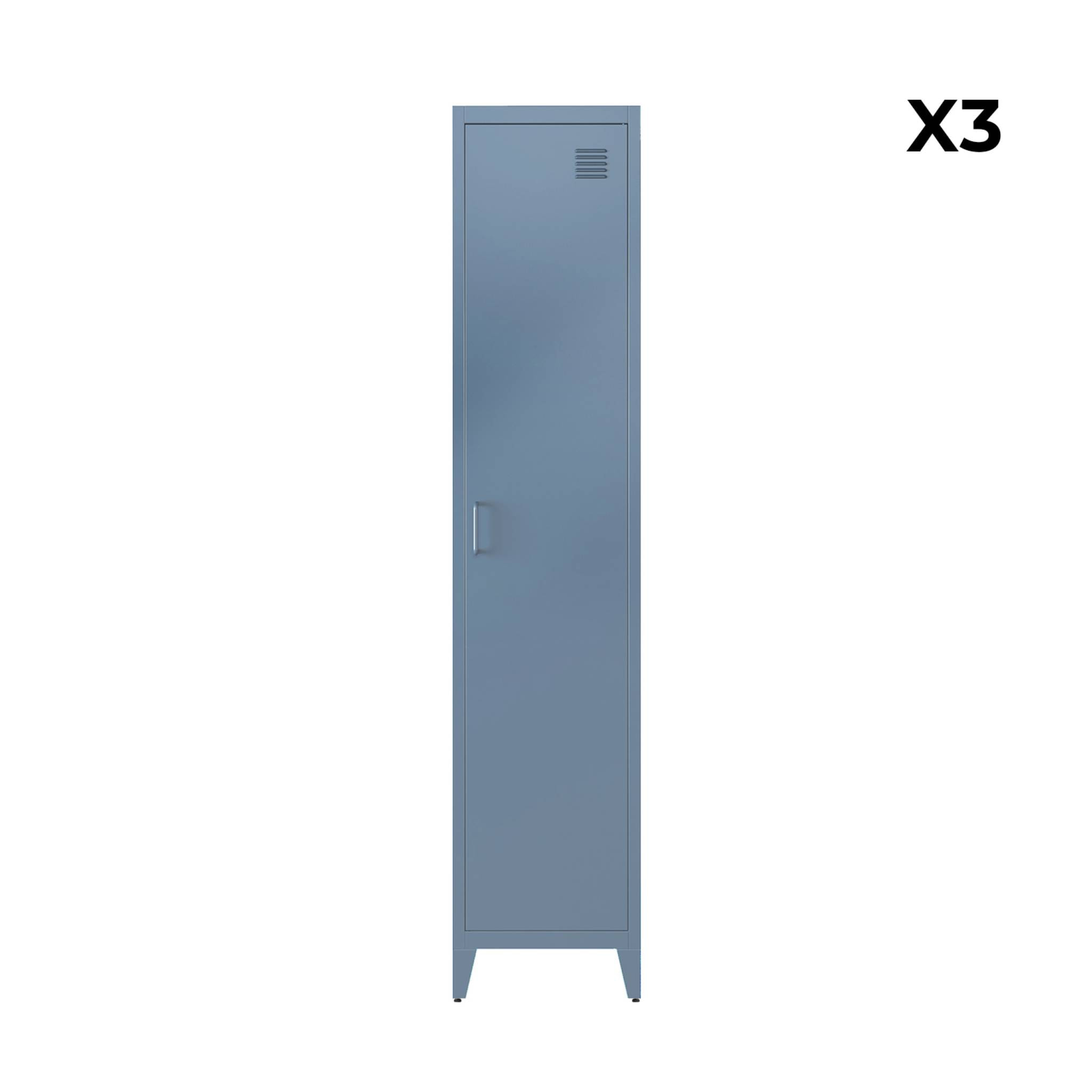 Armoire chambre en acier bleu pétrole. 4 espaces de rangement. casier. L 180 x l 38 x H 38cm