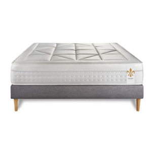 Ensemble Matelas Vingt-Huit - 28cm - Ressorts ensachés et mémoire de forme - Soutien point par point - Sommier Tapissier Gris