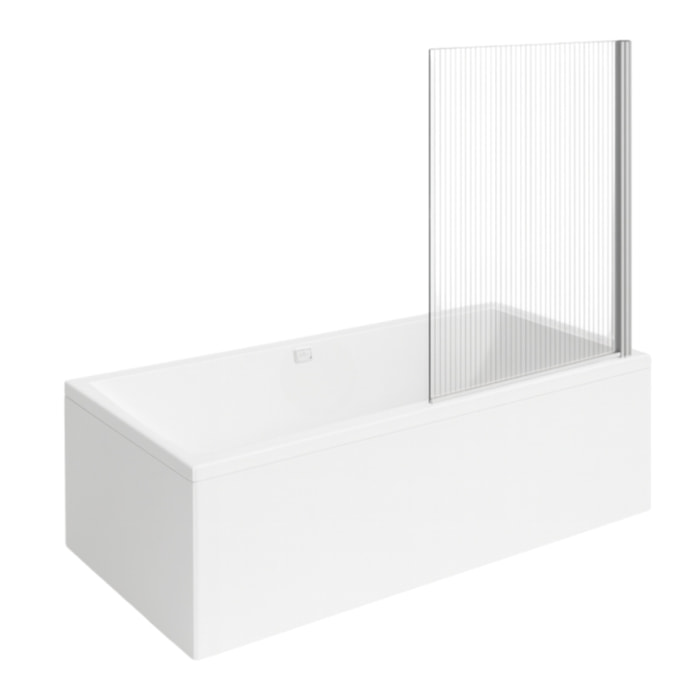 Baignoire droite Collaro 170 x 75cm Blanc mat  vidage et trop plein blanc mat + Pare bain droite AURYS Raywall