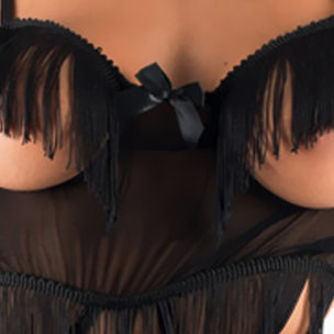 Set 5 pcs body negro con ligueros, esposas, antifaz, velas y tenga love & dreamodelo ibiza