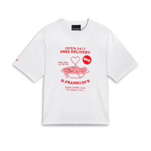Camiseta Mujer Pasta Lover Blanca / Roja D.Franklin