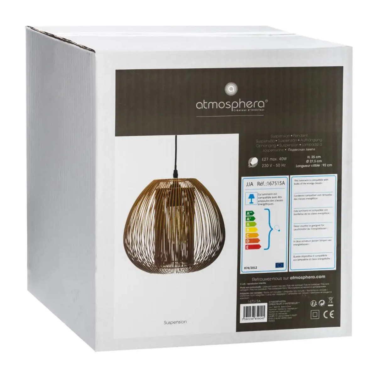 Suspension filaire "Noda" métal cuivre D28cm