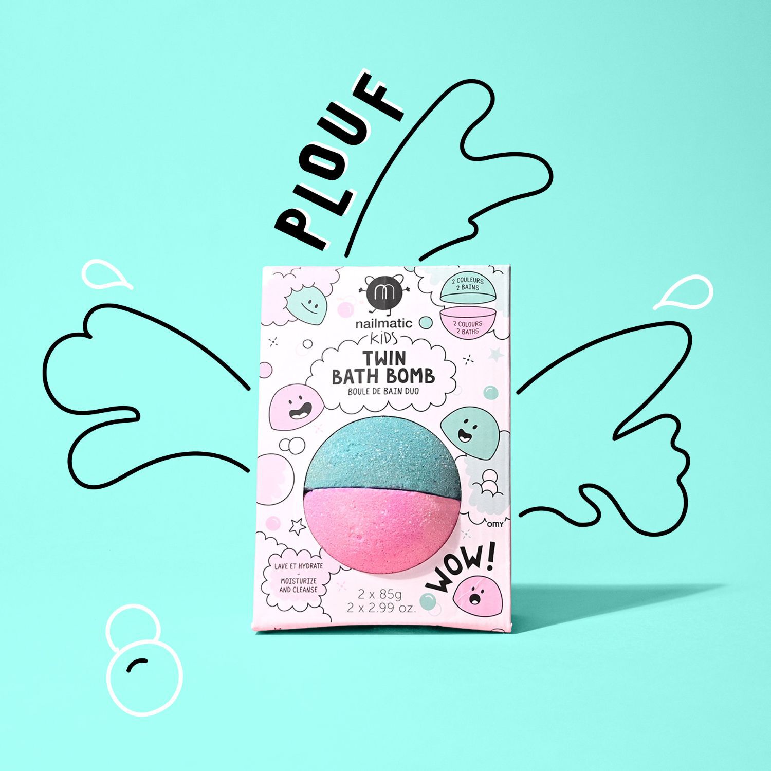 Twin Bath Bomb - Duo Boule de Bain Sécable - Rose & Vert Lagoon 170 g