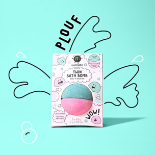 Twin Bath Bomb - Duo Boule de Bain Sécable - Rose & Vert Lagoon 170 g