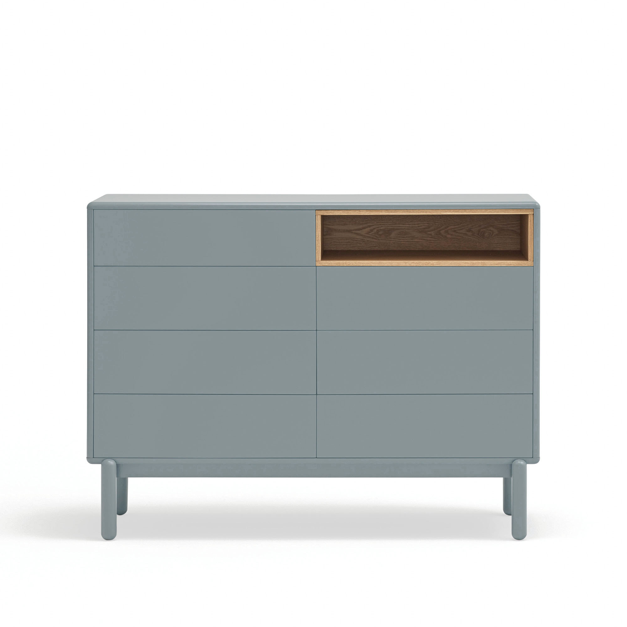 Cómoda Corvo 7 cajones gris perla