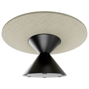 Graal Black - Tavolo Rotondo Ø120 cm Base a Doppio Cono Nero in Metallo e Top in Legno Grigio Testurizzato