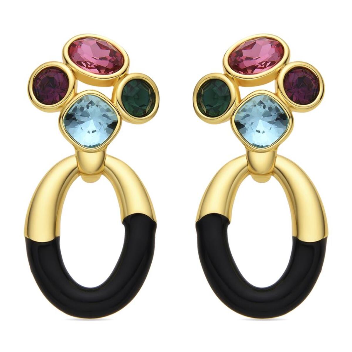 Pendientes con Circonita Multicolor acabado oro 18k