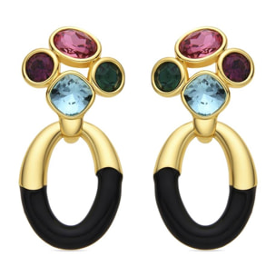 Pendientes con Circonita Multicolor acabado oro 18k