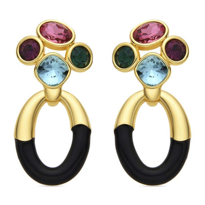 Pendientes con Circonita Multicolor acabado oro 18k