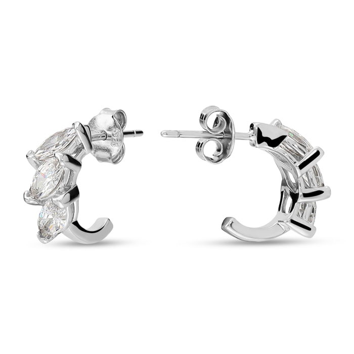 Orecchini a Lobo in Argento 925 con Cubic Zirconia Taglio Marquise