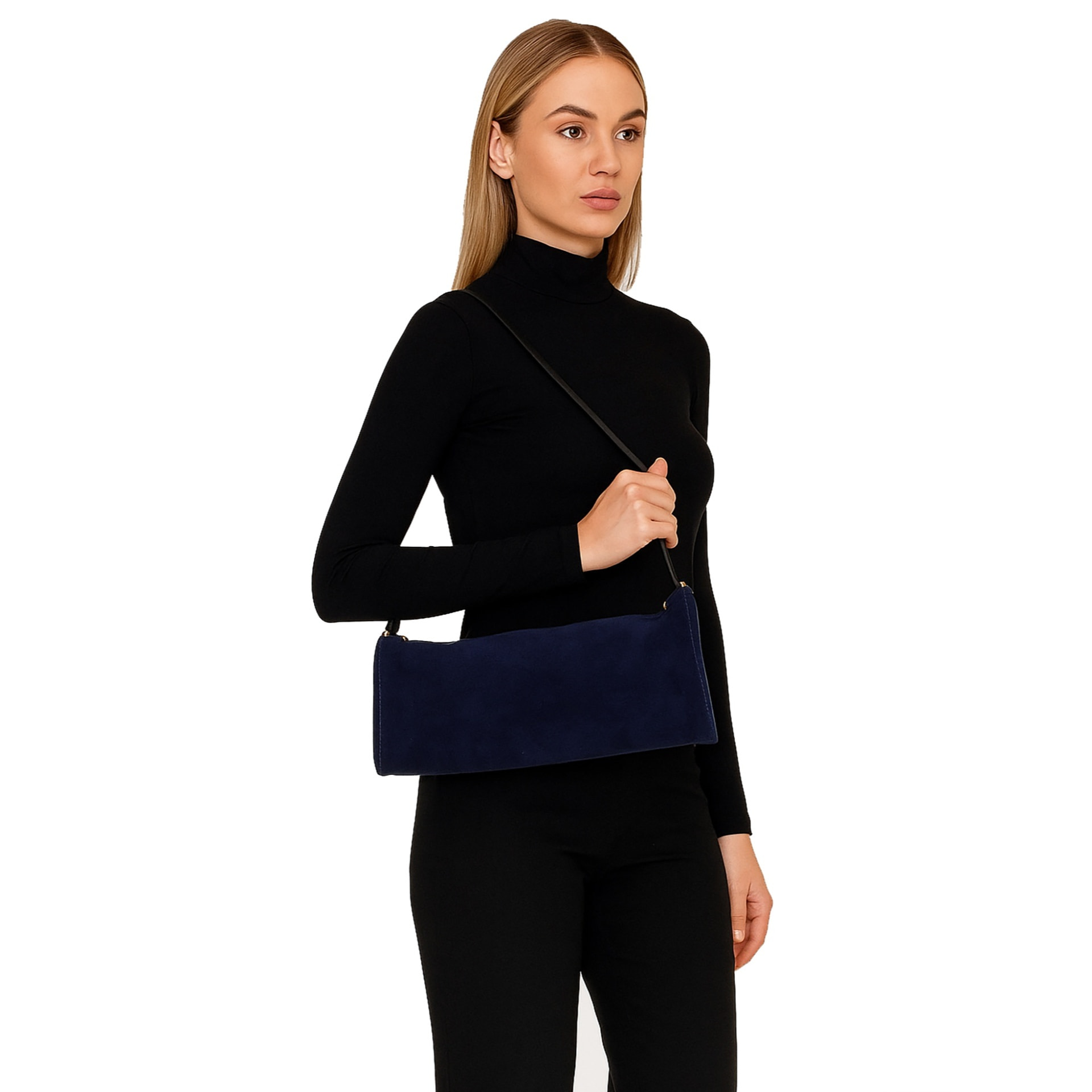 Borsa a spalla da donna Made in Italy - Valoria Chic - Pelle scamosciata - 35.0 x 14.0 x 10.0 cm